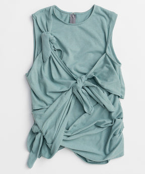 Knot Sleeveless Border T-Shirt