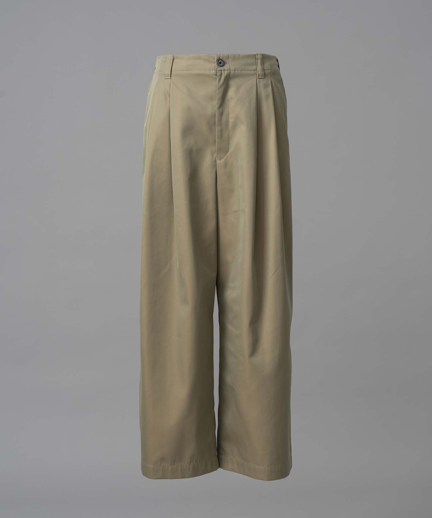 120/2/2/2/2/2/SUVIN COTTON GABARDINE PRIME-WIDE TUO TUCKS PANTS