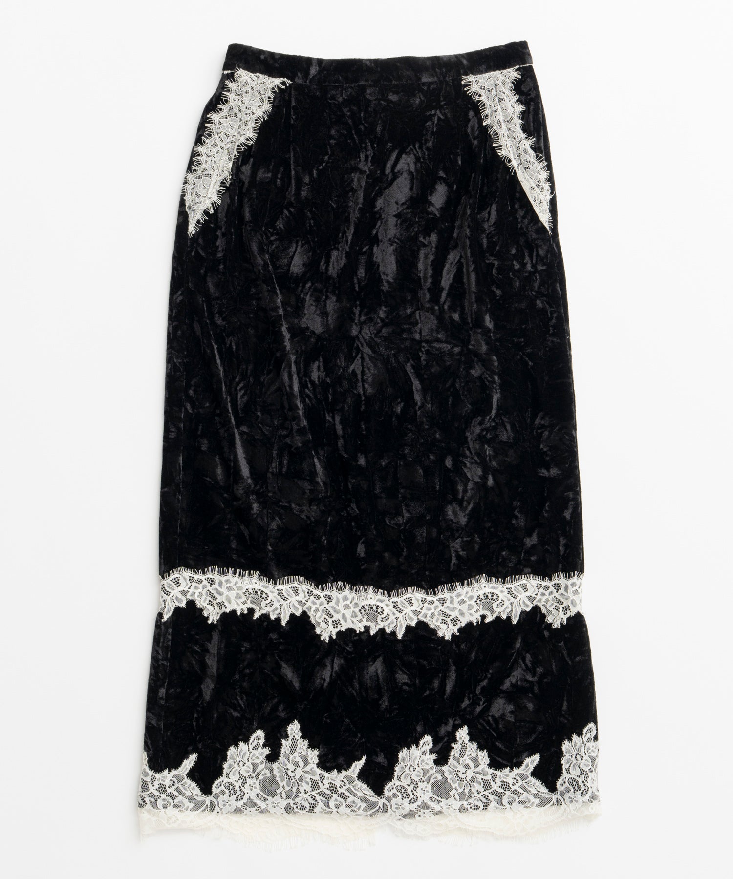 【26WINTER COLLECTION】Crushed Velour Lace Skirt