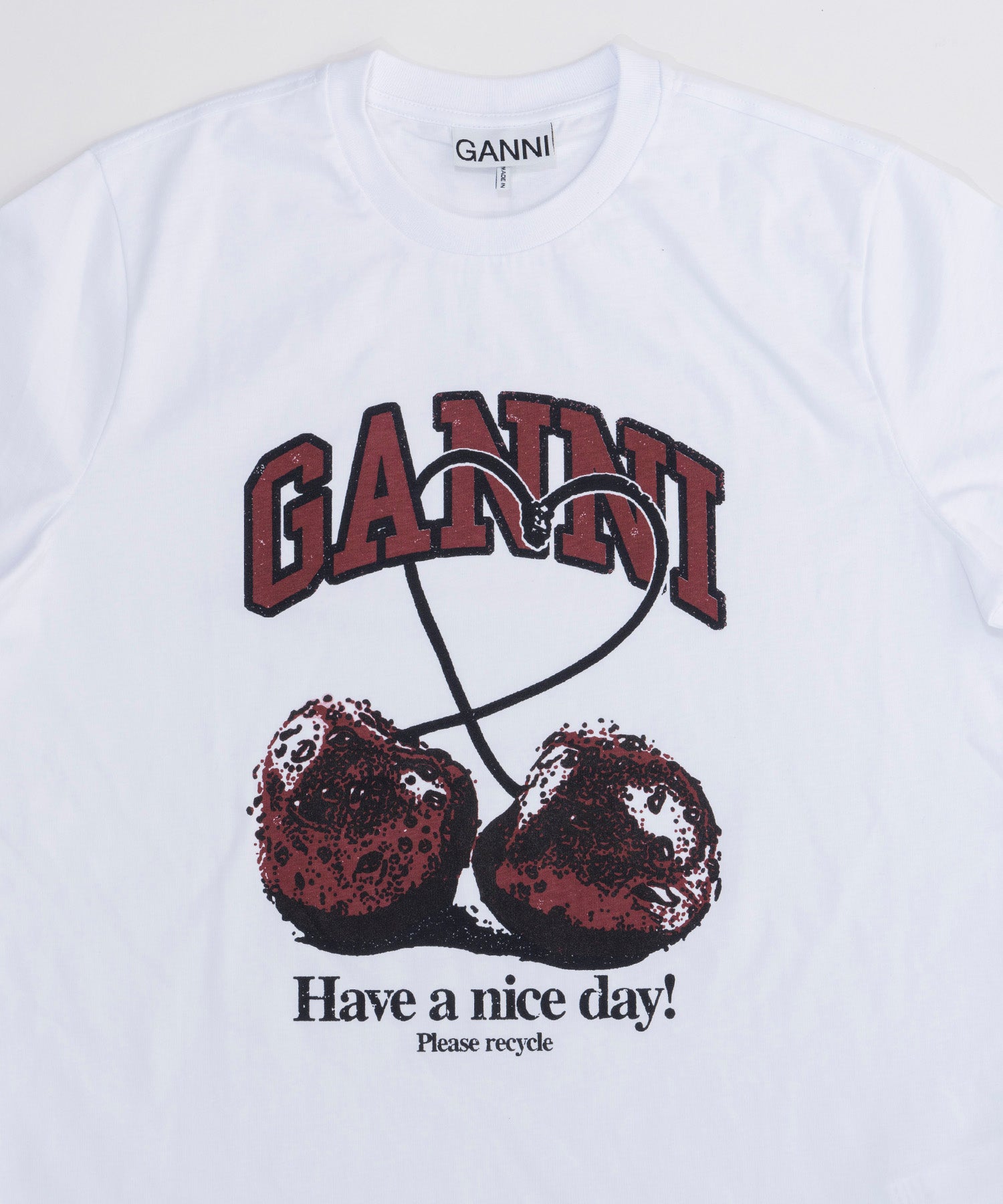 【GANNI】Basic Jersey Cherry Relaxed T-shirt