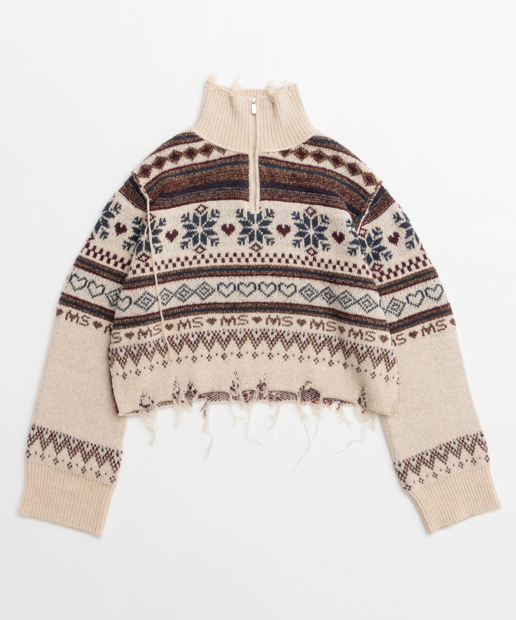 【24WINTER PRE-ORDER】Nordic Pattern Half Zip Knit Tops