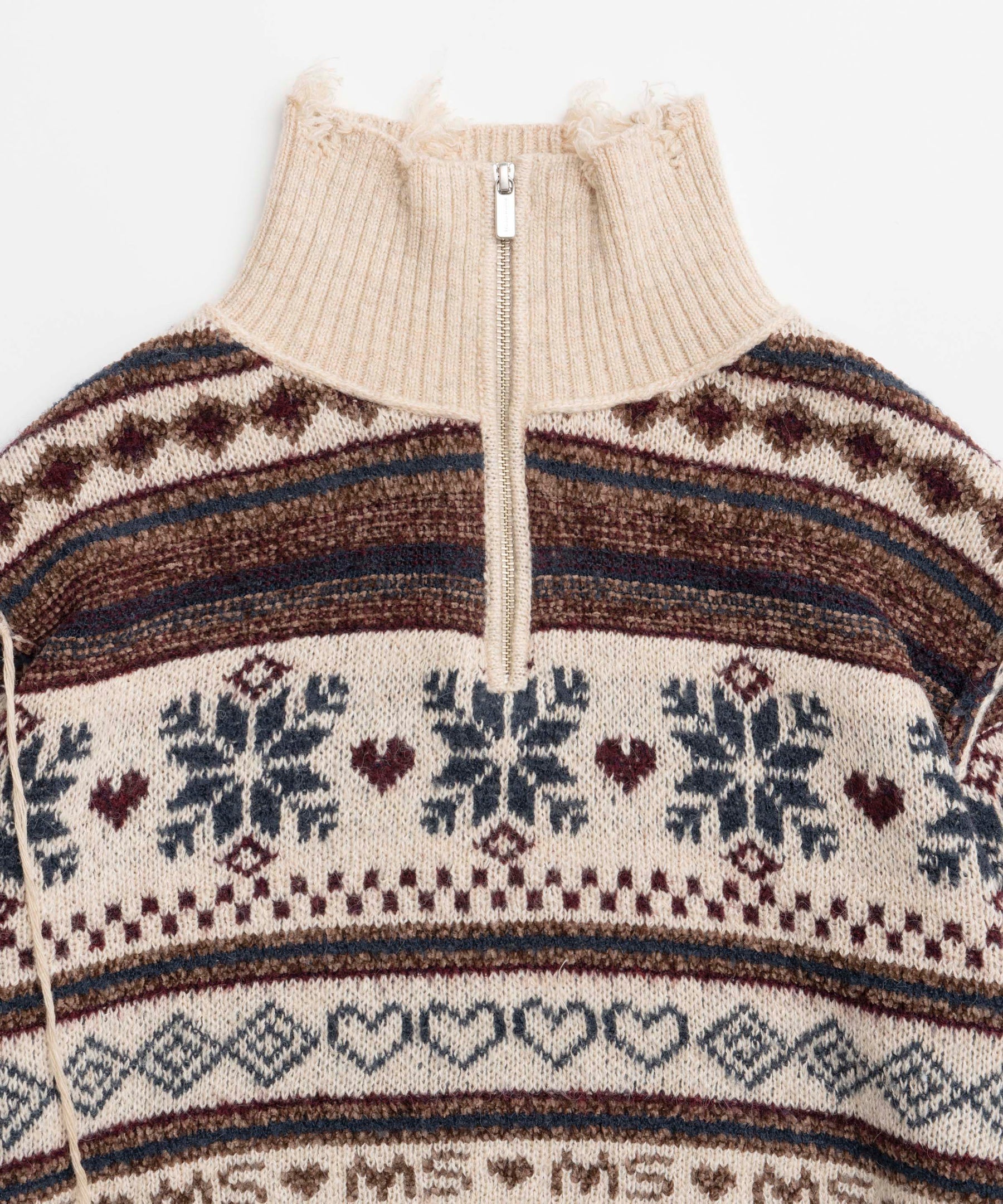 【24WINTER PRE-ORDER】Nordic Pattern Half Zip Knit Tops