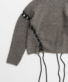 【24WINTER PRE-ORDER】Lace Up Knit Tops