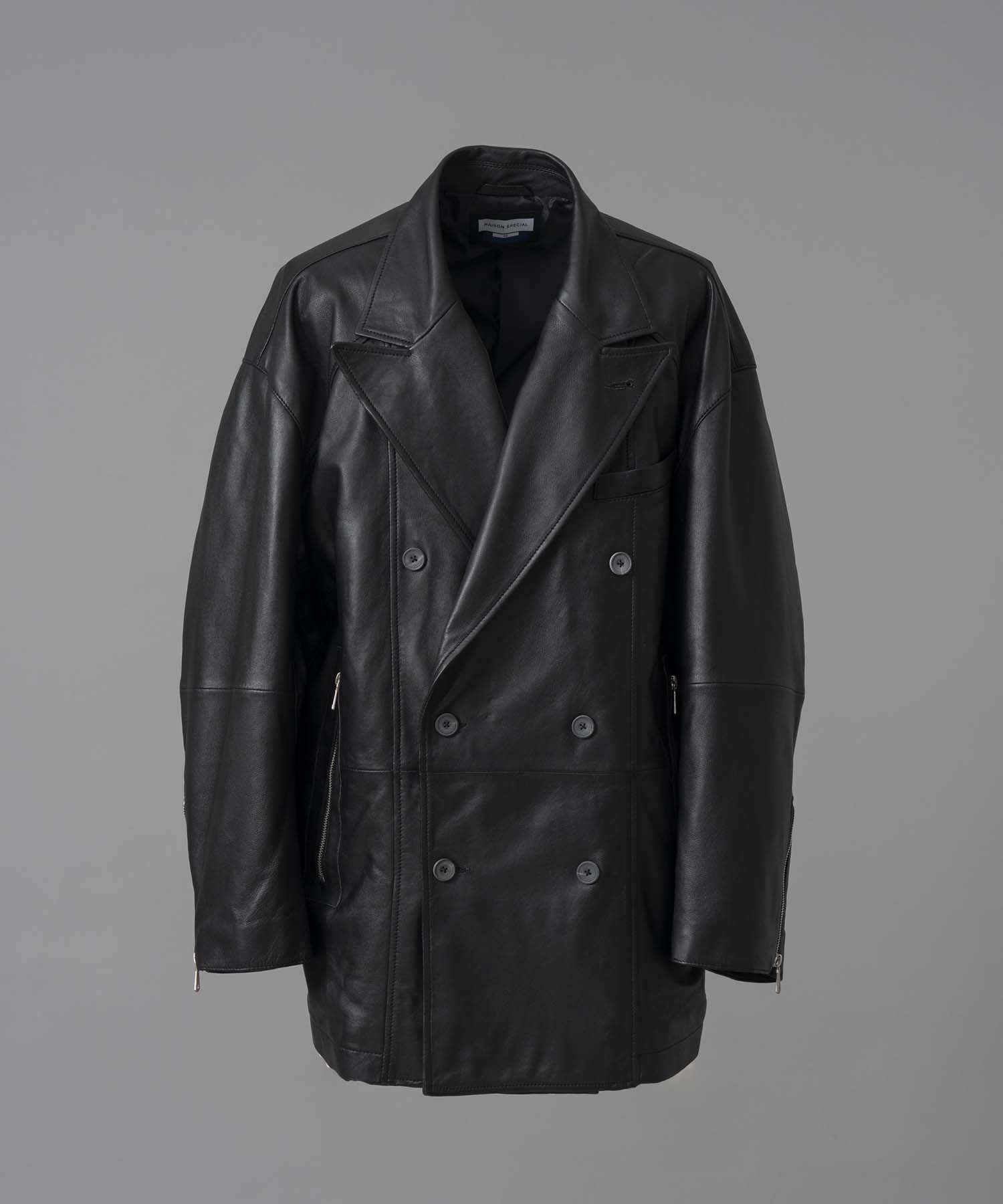 [24AW Pre-Order] Sheep Leather Prime-Over Pea Coat