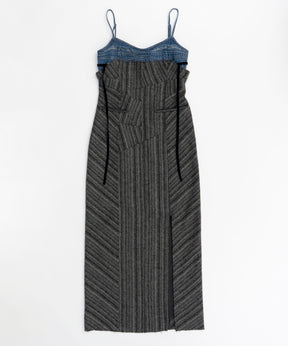 Denim Tweed Combination Maxidresses