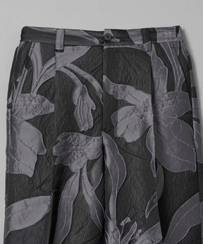 【24SS PRE-ORDER】Big Metallic Flower Jacquard One-Tuck Wide Pants