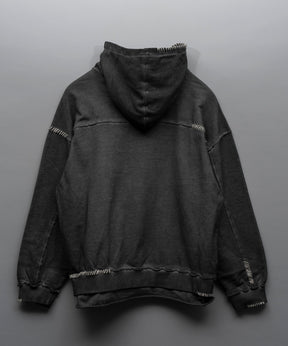 [24AW Pre-Order] HEAVY-WEIGHT SWEAT EMBROIDERY DAMAGE OVER-DYE HOODIE