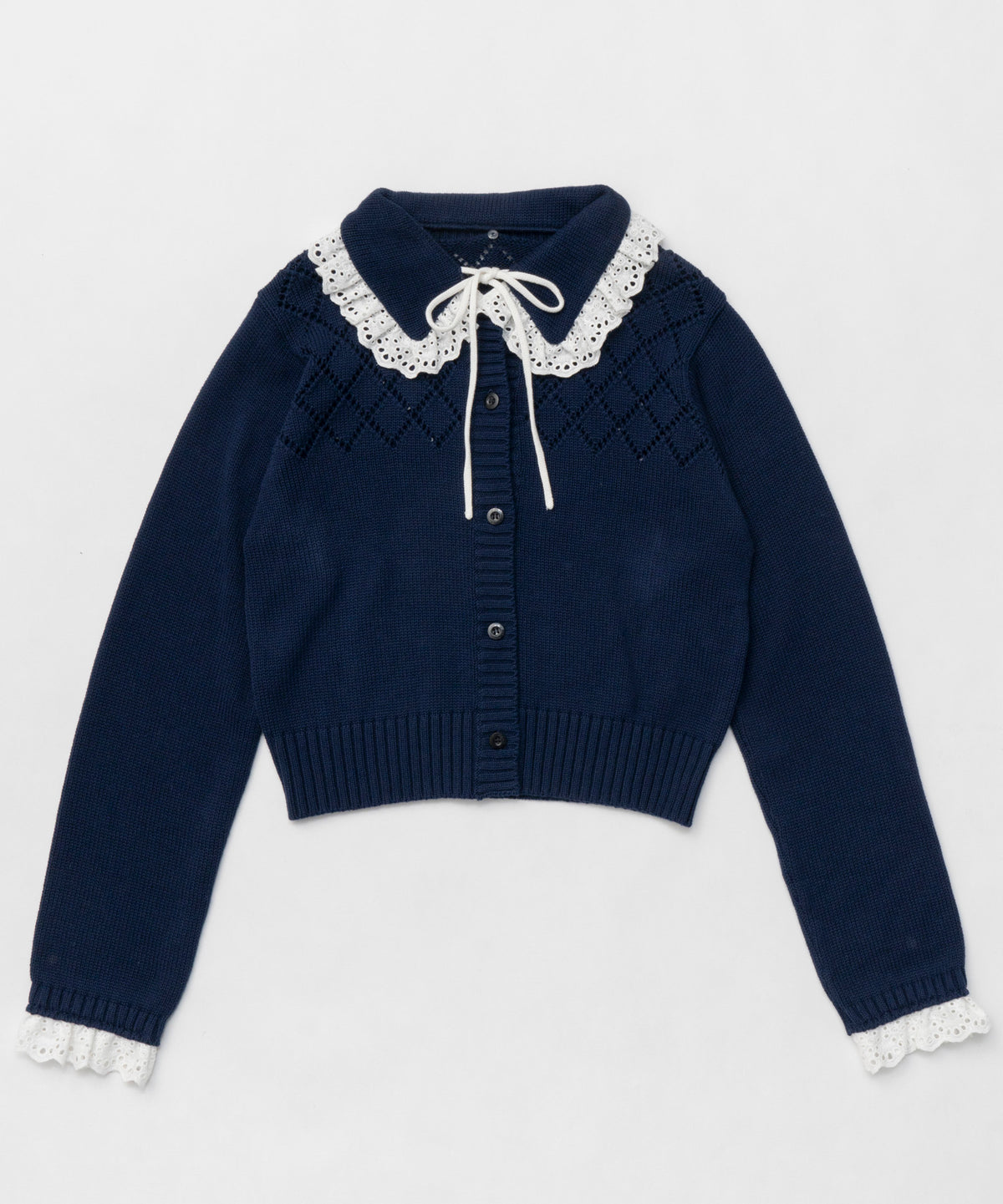 【25SPRING PRE-ORDER】Cotton Fabric Lace Colored Cardigan