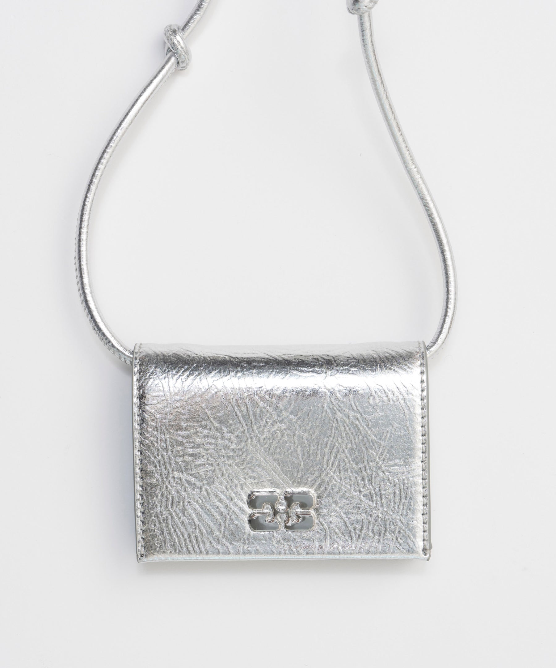 【GANNI】Ganni Bou Wallet On Strap Silver