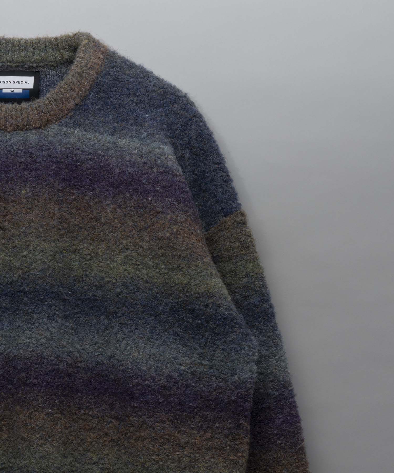 【24AW PRE-ORDER】MOKOMOKO Gradation Border Prime-Over Crew Neck Knit Pullover