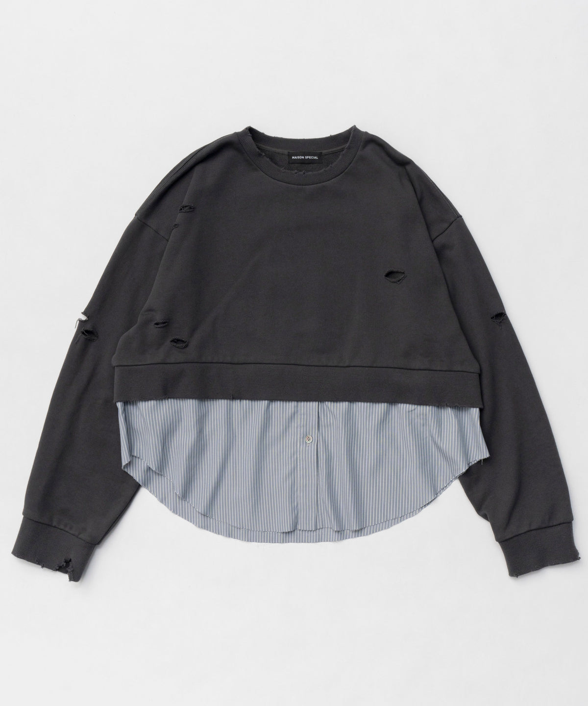 【25SPRING PRE-ORDER】Shirt Layered Crush Processing Sweatshirt