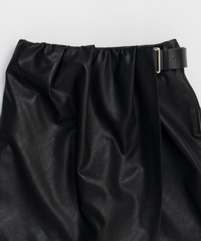 【26SPRING PRE-ORDER】Drape Vegan Leather Culotte Skirt