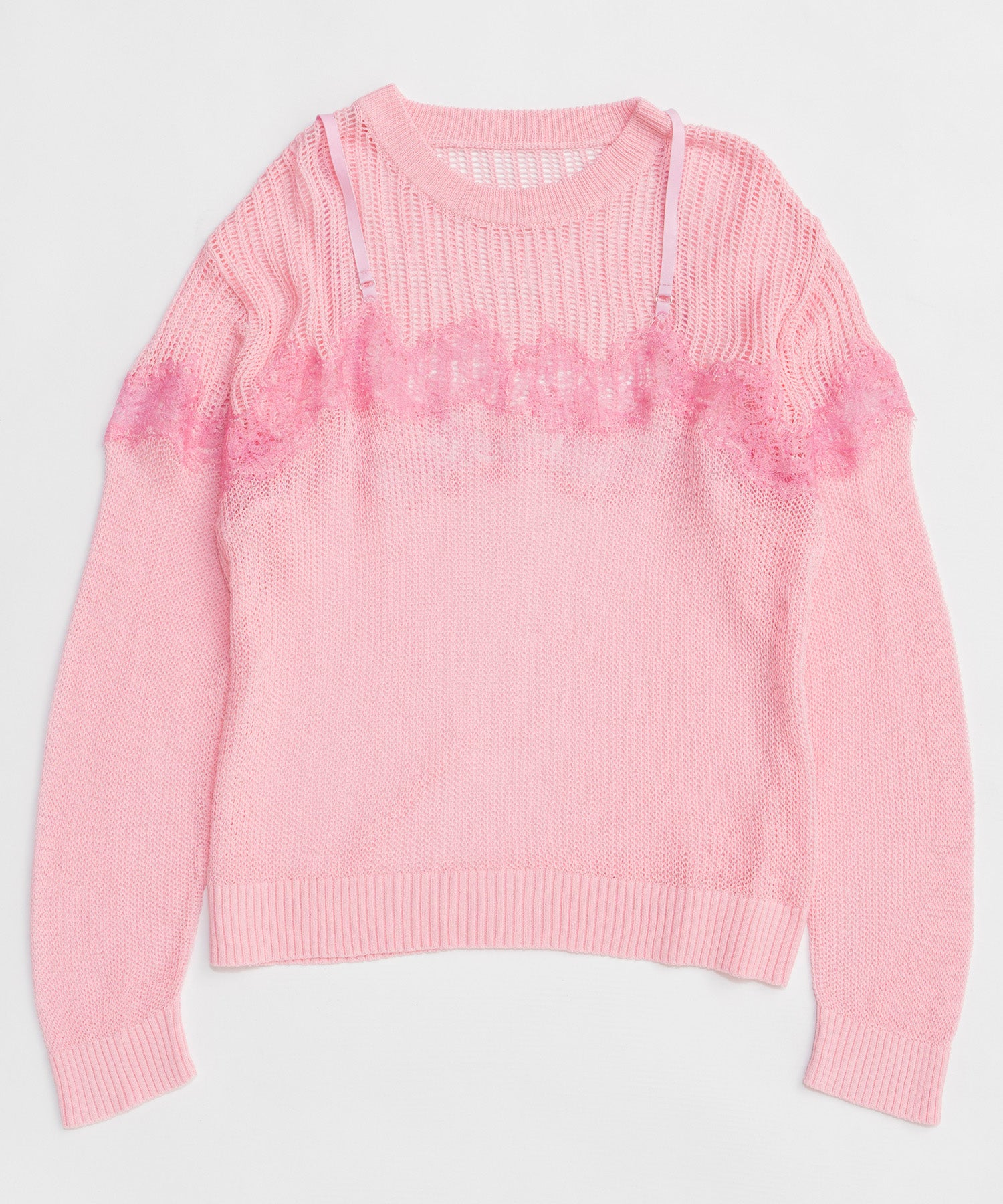 【26SPRING PRE-ORDER】Lace-Combi Mesh Knit Pullover