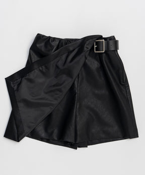 【26SPRING PRE-ORDER】Drape Vegan Leather Culotte Skirt