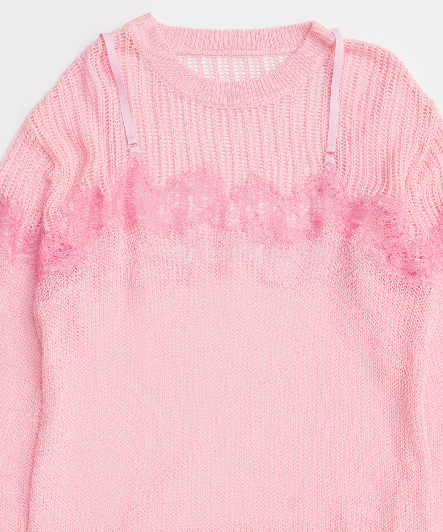【26SPRING PRE-ORDER】Lace-Combi Mesh Knit Pullover