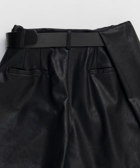 【26SPRING PRE-ORDER】Drape Vegan Leather Culotte Skirt