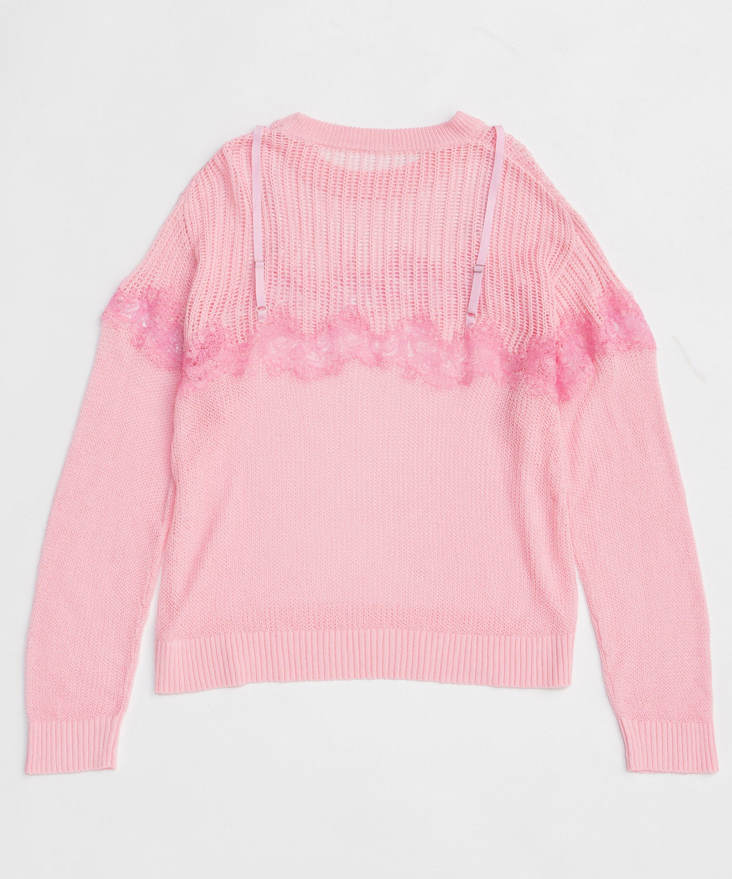 【26SPRING PRE-ORDER】Lace-Combi Mesh Knit Pullover