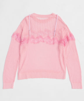 【26SPRING PRE-ORDER】Lace-Combi Mesh Knit Pullover