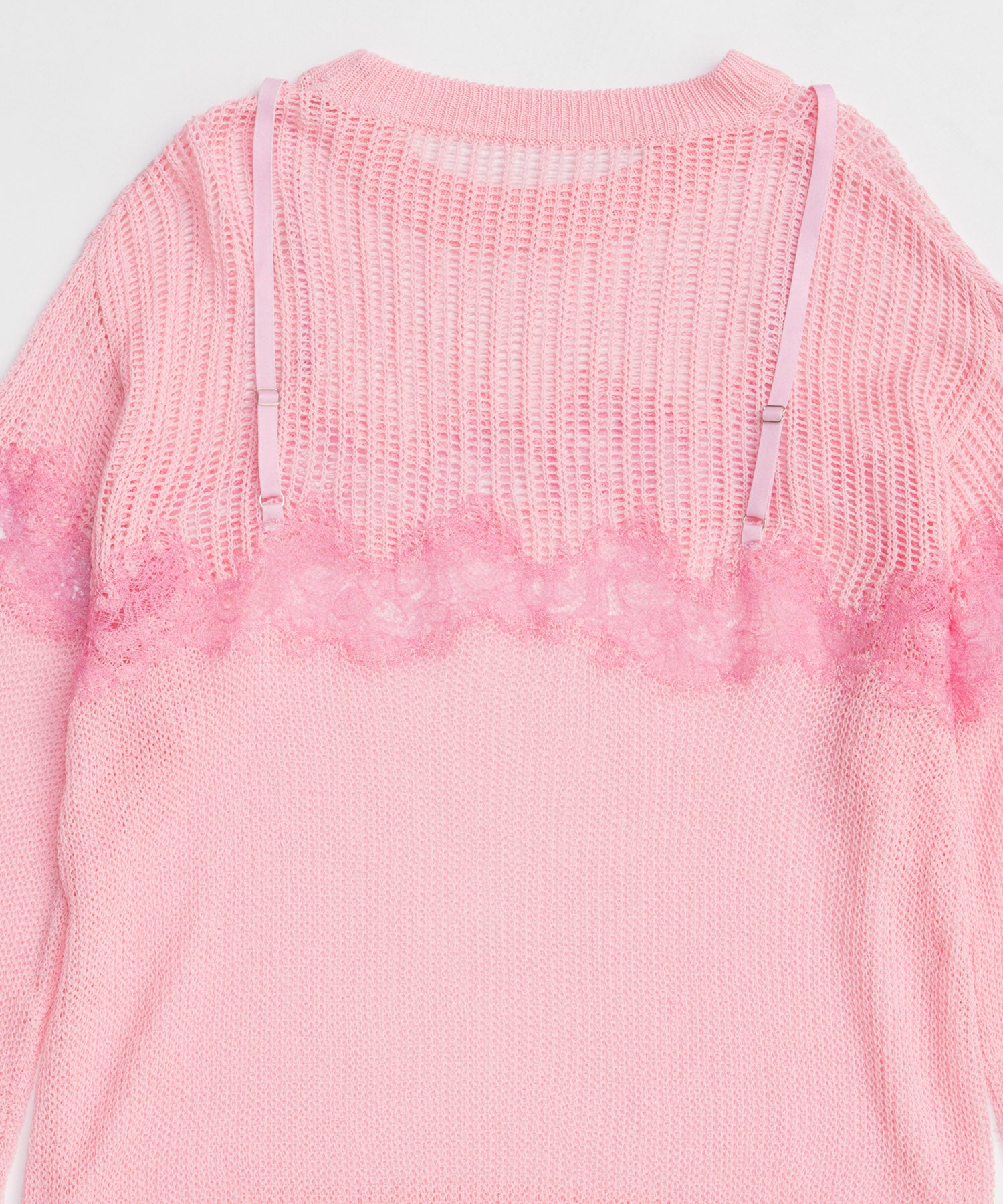 【26SPRING PRE-ORDER】Lace-Combi Mesh Knit Pullover