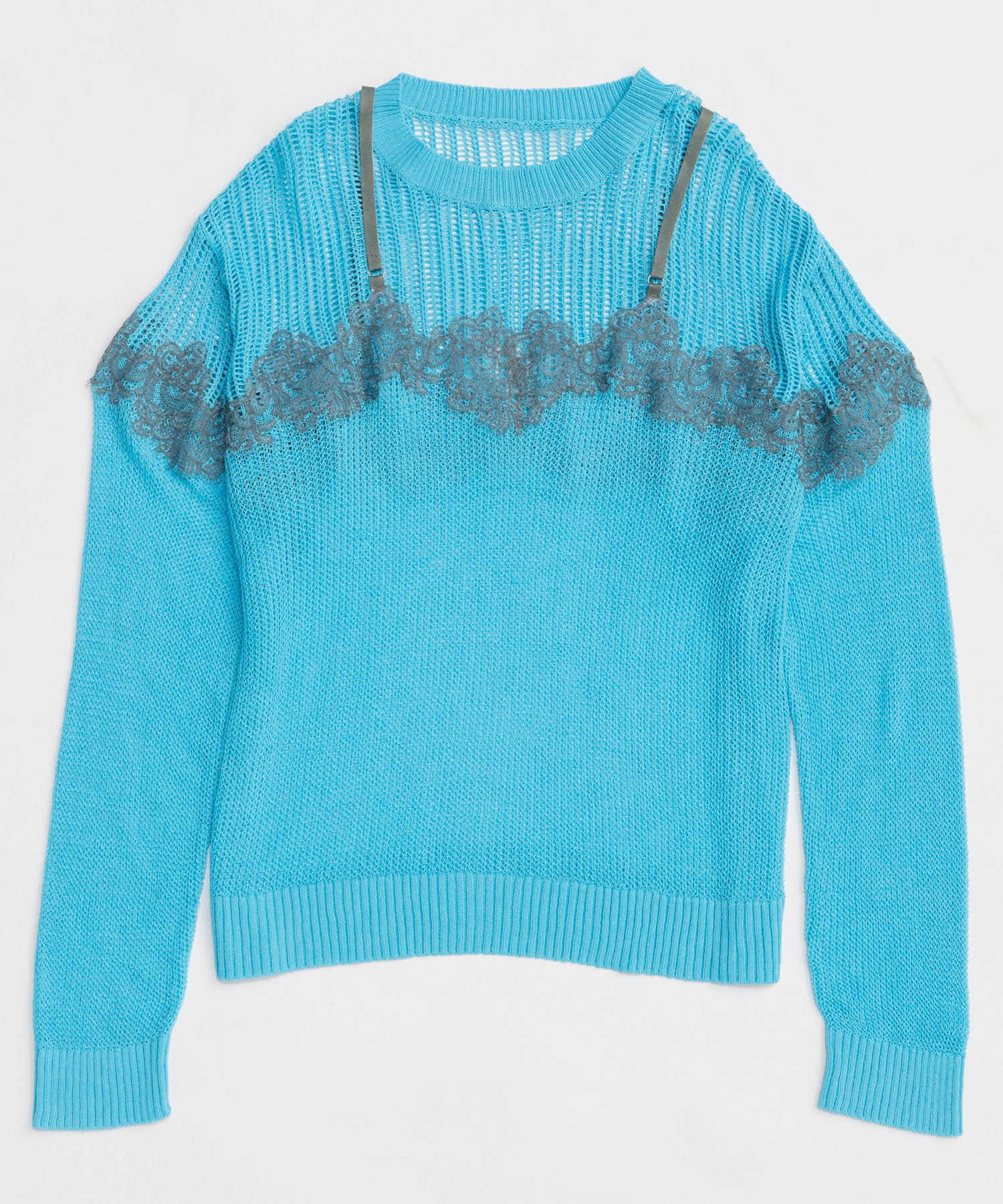 【26SPRING PRE-ORDER】Lace-Combi Mesh Knit Pullover