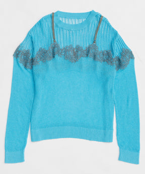【26SPRING PRE-ORDER】Lace-Combi Mesh Knit Pullover