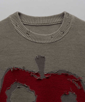 [24AW Pre-Order] Embroidery Damage Prime-Over Crew Neck Knit Pullover.