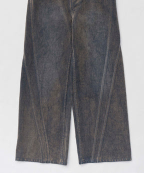 【25SPRING PRE-ORDER】Wide Straight Flocking Denim Pants