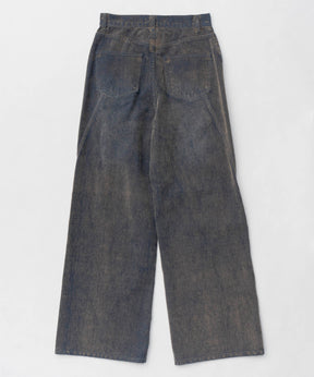 【25SPRING PRE-ORDER】Wide Straight Flocking Denim Pants