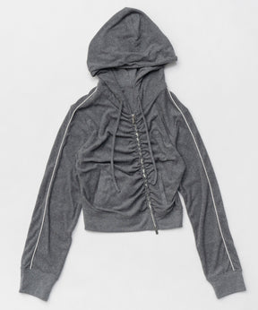 【25SPRING PRE-ORDER】Gather Pile Fabric Short Length Hoodie