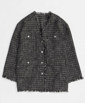【26SPRING PRE-ORDER】Fringe Tweed Long Jacket