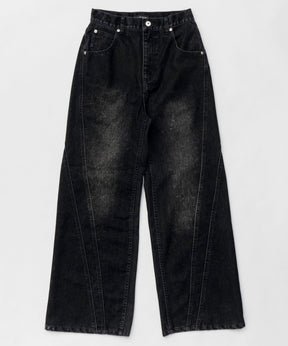 【25SPRING PRE-ORDER】Wide Straight Flocking Denim Pants