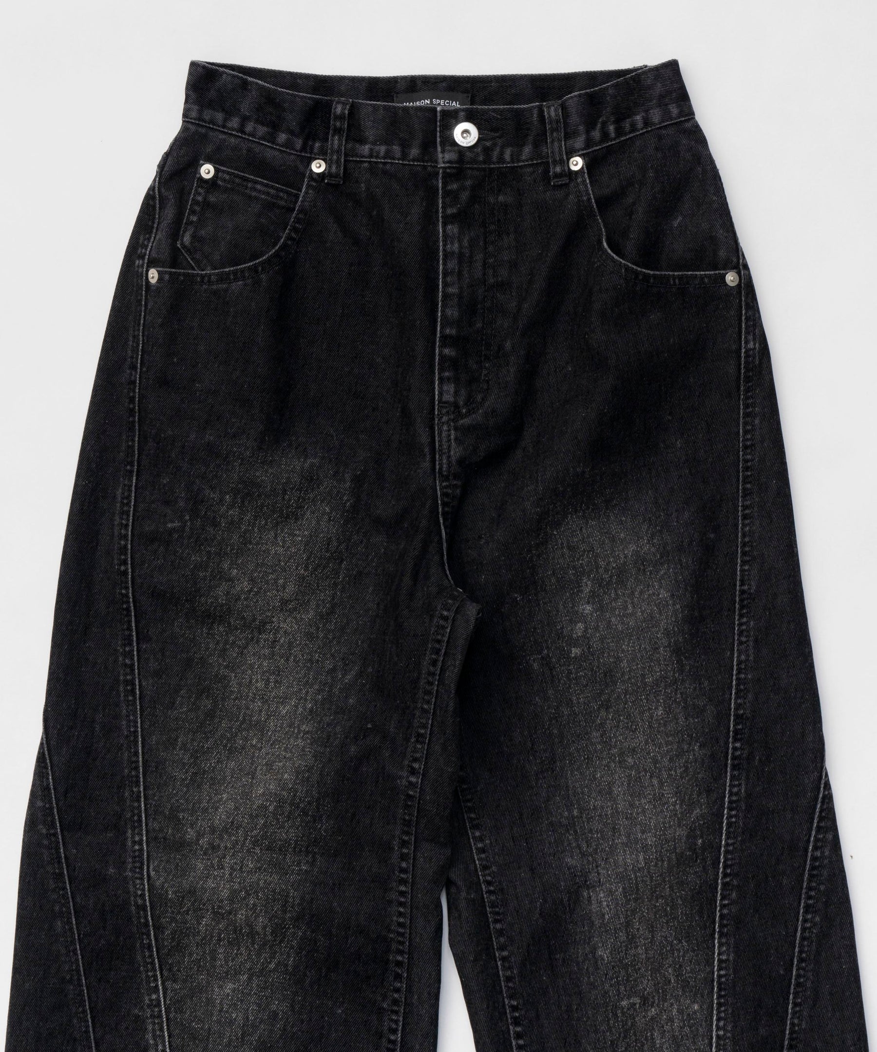 【25SPRING PRE-ORDER】Wide Straight Flocking Denim Pants