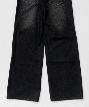 【25SPRING PRE-ORDER】Wide Straight Flocking Denim Pants