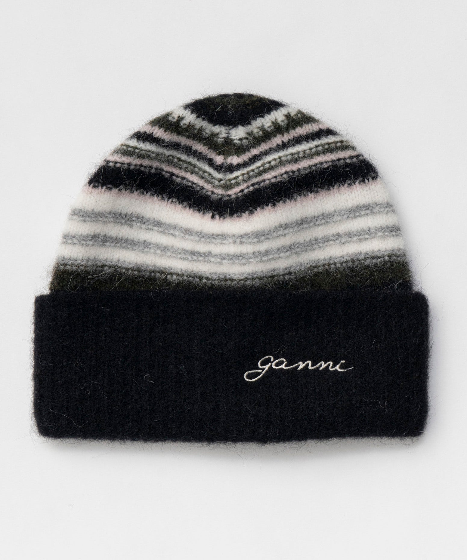 【GANNI】Striped Soft Wool Beanie