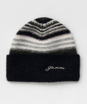 【GANNI】Striped Soft Wool Beanie