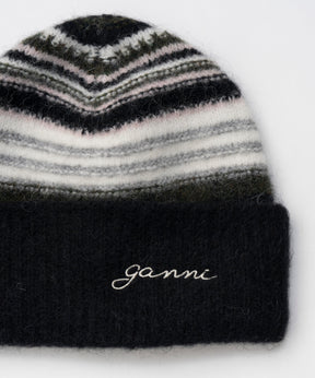 【GANNI】Striped Soft Wool Beanie