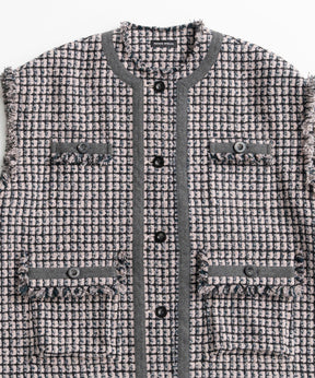 【26AUTUMN PRE-ORDER】Belted Tweed Oversized Vest