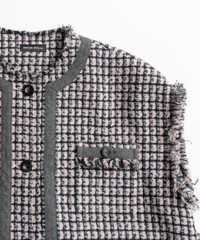 【26AUTUMN PRE-ORDER】Belted Tweed Oversized Vest