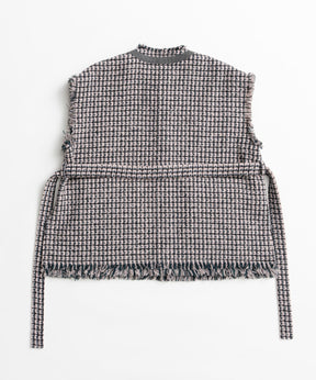 【26AUTUMN PRE-ORDER】Belted Tweed Oversized Vest