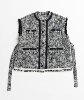【26AUTUMN PRE-ORDER】Belted Tweed Oversized Vest