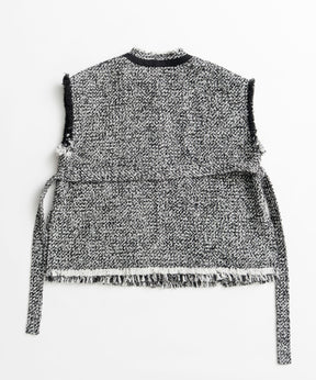 【26AUTUMN PRE-ORDER】Belted Tweed Oversized Vest