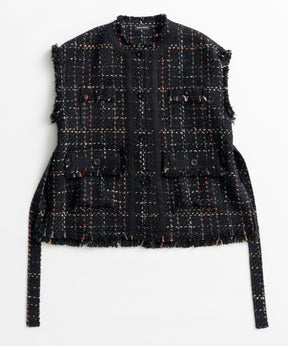 【26AUTUMN PRE-ORDER】Belted Tweed Oversized Vest