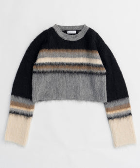 【24WINTER PRE-ORDER】Multi Border Short Length Knit Tops