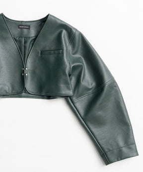 【26AUTUMN PRE-ORDER】Vegan Leather Short Jacket