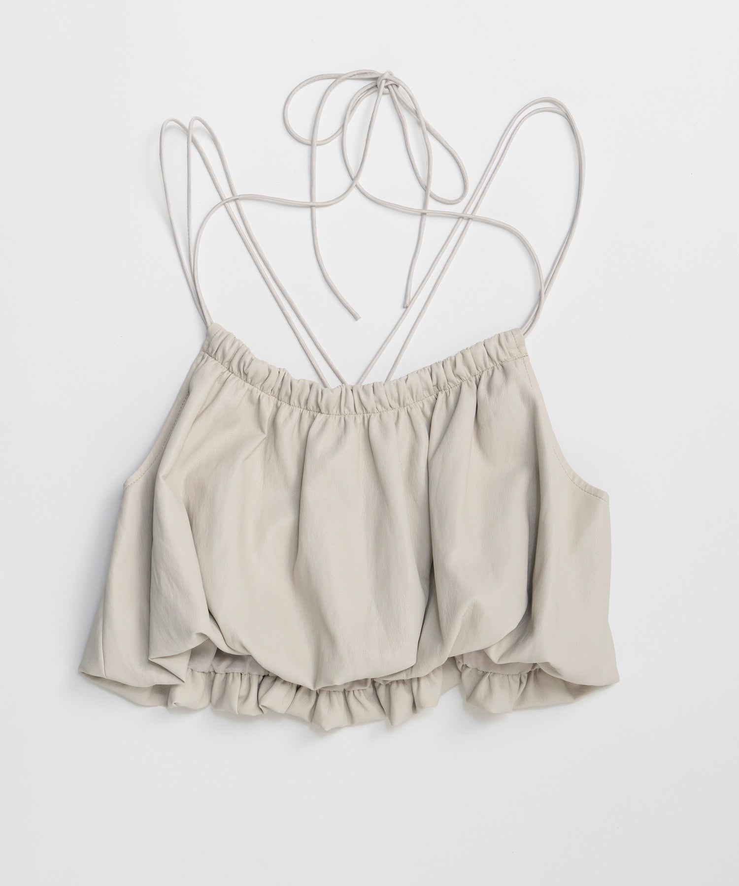【26SPRING preorder】Gathered Balloon Vegan Leather Bustier
