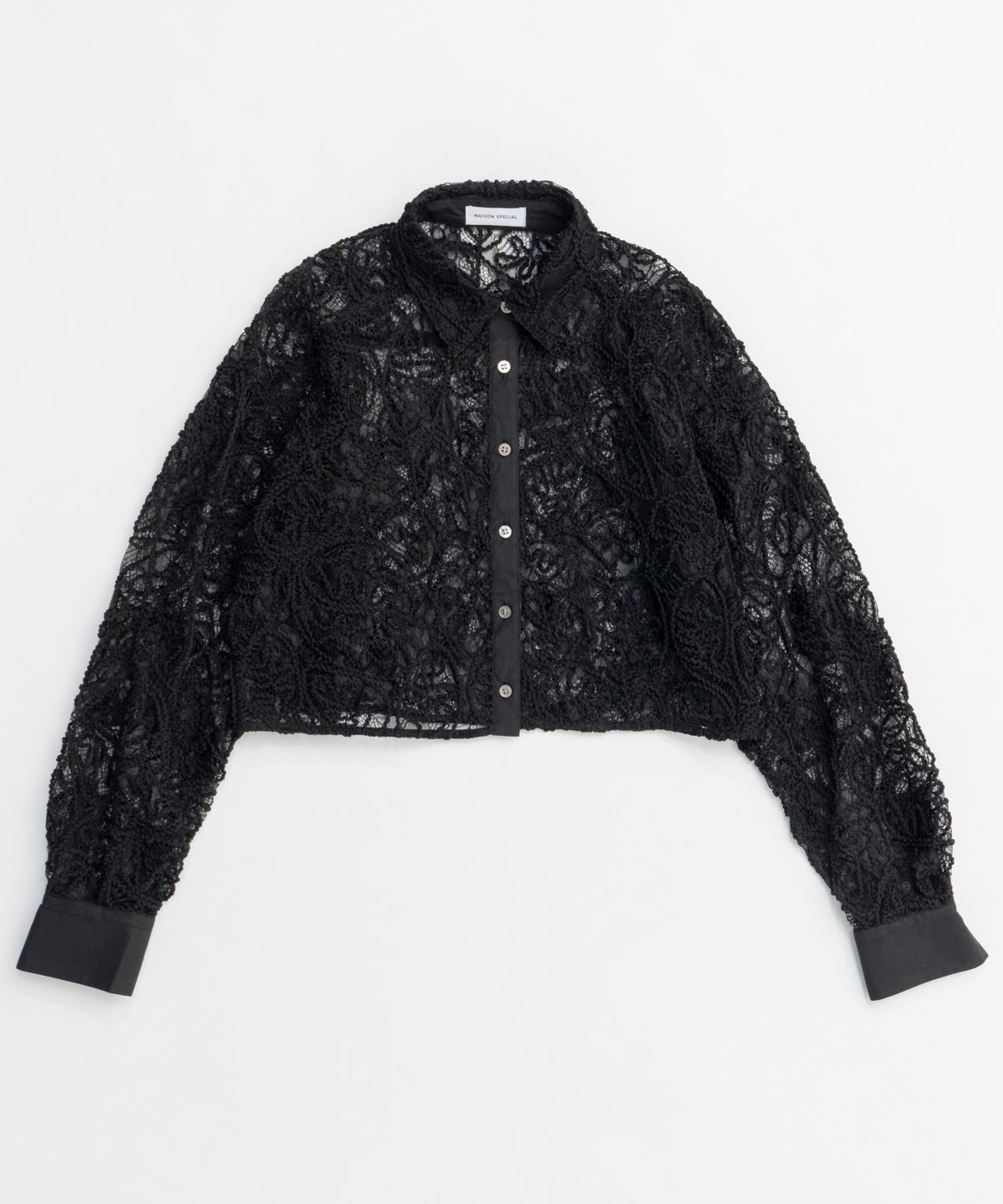 【25SPRING PRE-ORDER】Embroidery Lace Fabric Short Length Shirt