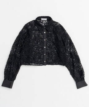 【25SPRING PRE-ORDER】Embroidery Lace Fabric Short Length Shirt