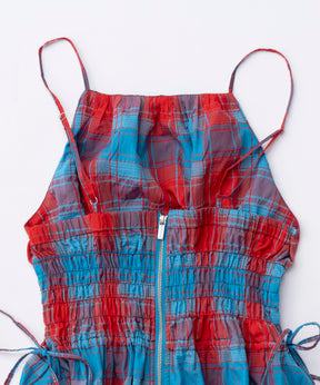 Checked Shirring Bustier