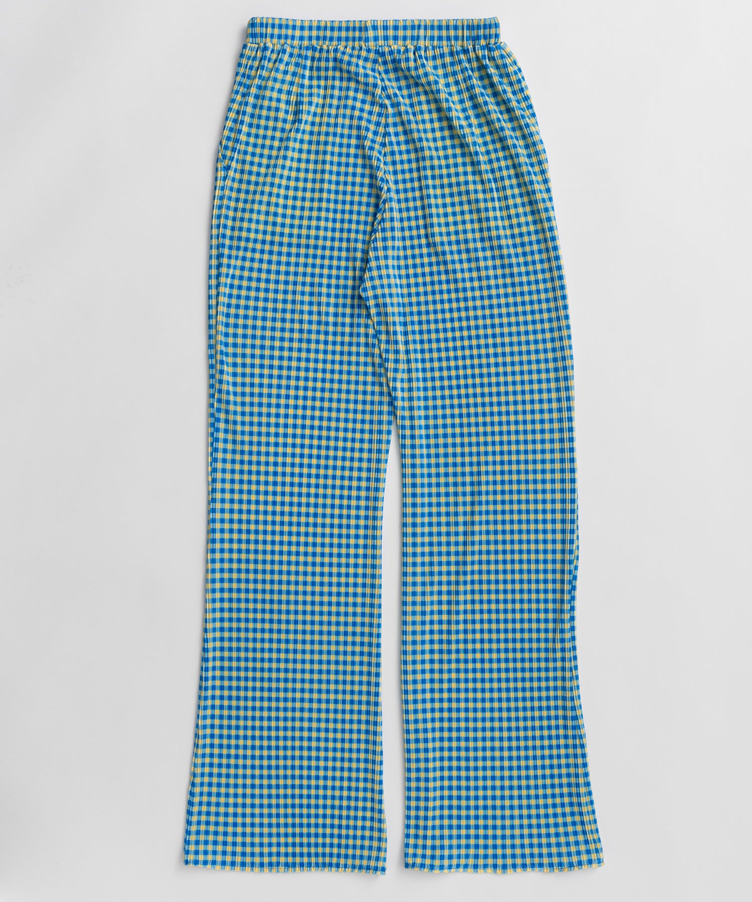 CHECK FLOWER PLEATS PANTS ブルー SH 先行限定サイズ Check Pleated Pants