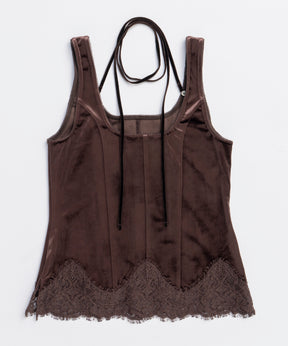 【25AUTUMN PRE-ORDER】Hem Lace Velvet Tank Top